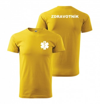 Tričko ZDRAVOTNÍK žluté s bílým potiskem XXL pánské