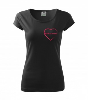 Tričko pro budoucí nevěstu srdce černé s růžovým potiskem L dámské