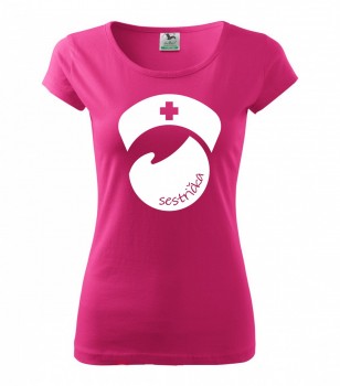 Poháry.com ™ Tričko pro zdravotní sestřičku D8 růžové L dámské