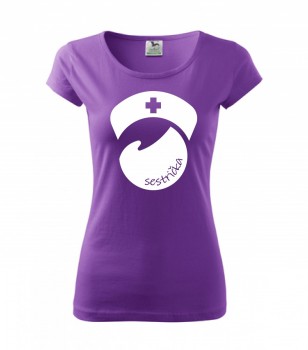 Poháry.com ™ Tričko pro zdravotní sestřičku D8 fialové M dámské