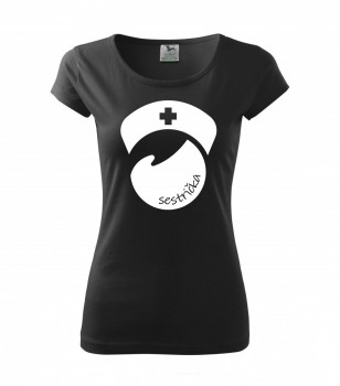 Poháry.com ™ Tričko pro zdravotní sestřičku D8 černé L dámské