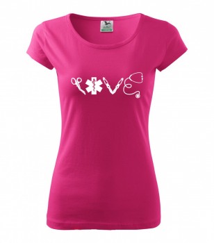 Poháry.com ™ Tričko pro zdravotní sestřičku D16 růžové/bí S dámské